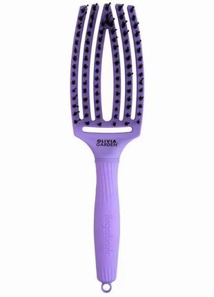 Щітка для волосся комбінована olivia garden finger brush combo medium nineties grape soda (purple)1 фото