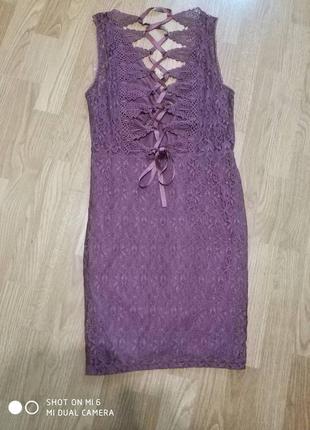 Кружевное платье лилового цвета бренда topshop размер 105 фото