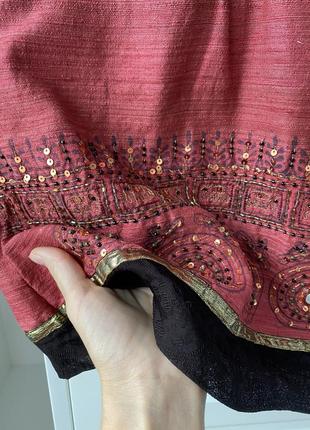 100% шовк індія 🇮🇳 коротке плаття з вишивкою в етно стилі3 фото