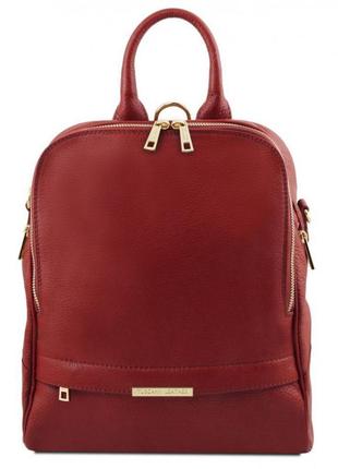 Женский рюкзак кожаный мягкий (италия) tuscany tl141376 (красный)