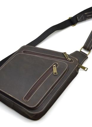 Кожаный рюкзак слинг нагрудная сумка tarwa rc-0096-3md3 фото