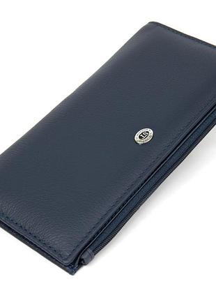 Стильный женский кожаный кошелек st leather 19382 темно-синий