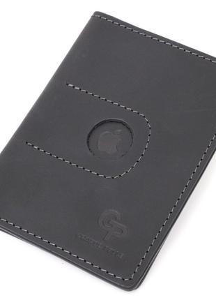 Надійна шкіряна обкладинка на паспорт із тримачем для apple airtag grande pelle 11620 чорний