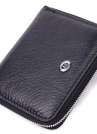 Женский кожаный кошелек на молнии с металлическим логотипом производителя st leather 19483 черный