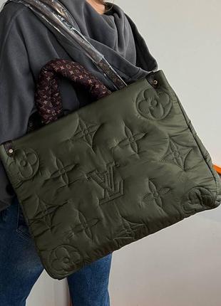Louis vuitton puff onthego gm dark green, жіноча сумка, женская сумка2 фото