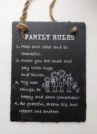 Керамічний декор панно "сімейні правила" англійською