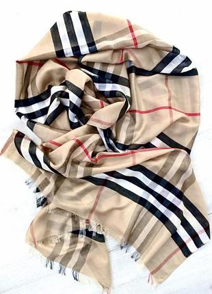 Роскошный большой шарф шаль палантин пашмина в стиле burberry2 фото