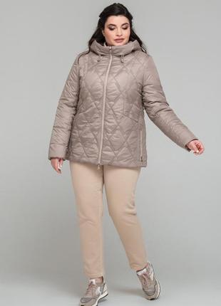Трендовая женская двусторонняя демисезонная куртка, батальные размеры1 фото