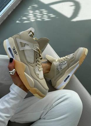 Off-white x nike air jordan 4 retro sail wmns2 фото