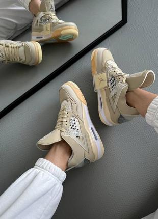 Off-white x nike air jordan 4 retro sail wmns6 фото