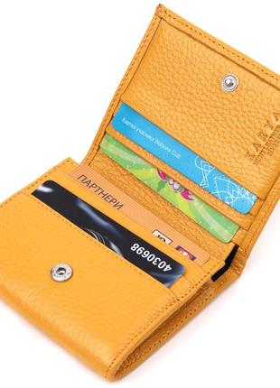 Яркий женский кожаный кошелек с монетницей karya 21376 желтый4 фото