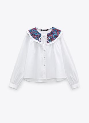 Стильная рубашка блузка zara с воротничком, размер s.4 фото