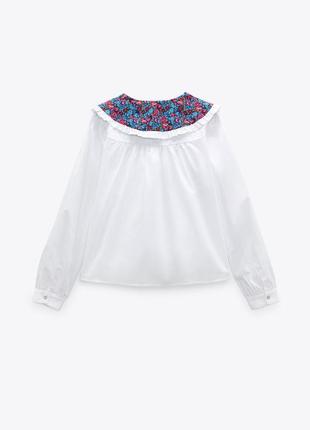 Стильная рубашка блузка zara с воротничком, размер s.5 фото