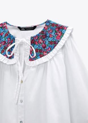 Стильная рубашка блузка zara с воротничком, размер s.6 фото