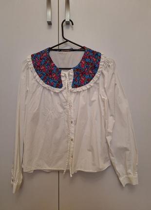 Стильная рубашка блузка zara с воротничком, размер s.9 фото