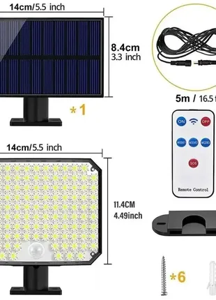 Светильник на солнечной батарее с датчиком движения solar wall lamp bl-104-smd7 фото