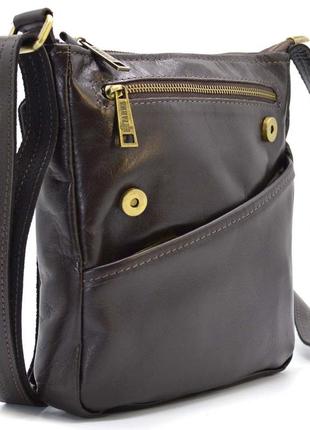 Мужская кожаная сумка через плечо gc-1302-3md tarwa коричневая6 фото