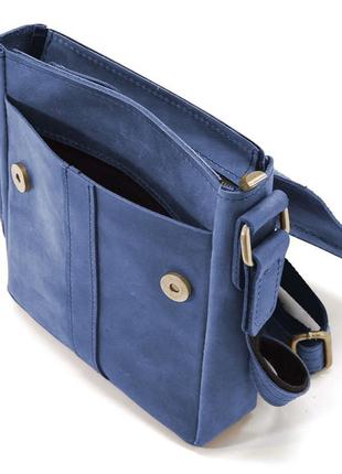 Небольшая мужская сумка через плечо кожаная limary lim-354rk синяя2 фото