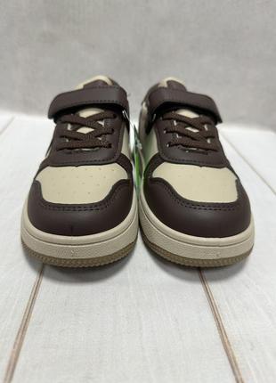 Детские стильные кроссовки paliament 34-37 коричневые6 фото