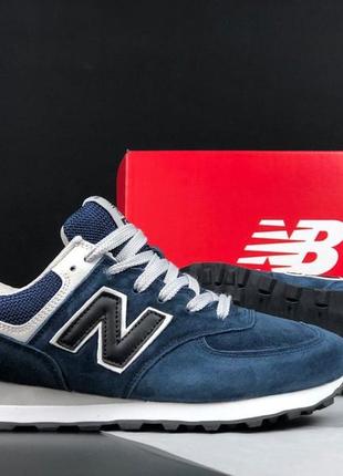 Женские кроссовки new balance 574 classic темно синие4 фото