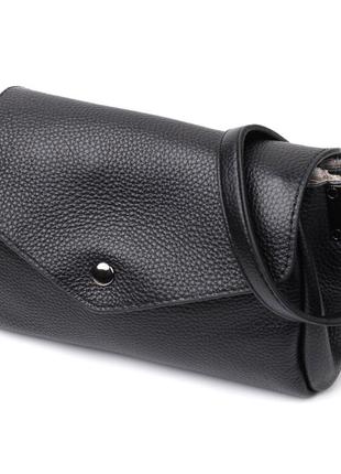 Женская кожаная сумка с треугольным клапаном vintage 22254 черная