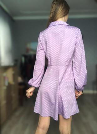 Платье плаття сукня пурпурная в горох в горошек романтичная женственная на пуговицах халат сарафан3 фото