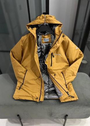 Мужская куртка-термо columbia на зиму-весну у желтого цвета качественного материала, стильная и очень удобная куртка на каждый день5 фото