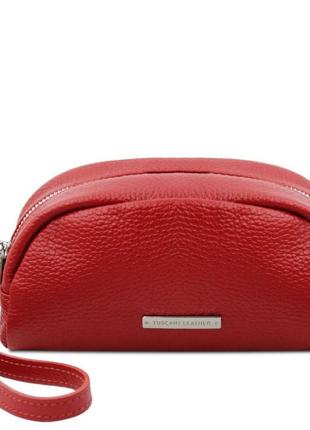 Косметичка, небольшой кожаный несессер женский tuscany tl142314 (lipstick red)