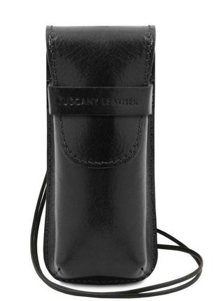 Эксклюзивный кожаный футляр для очков tuscany tl141282 (черный)1 фото