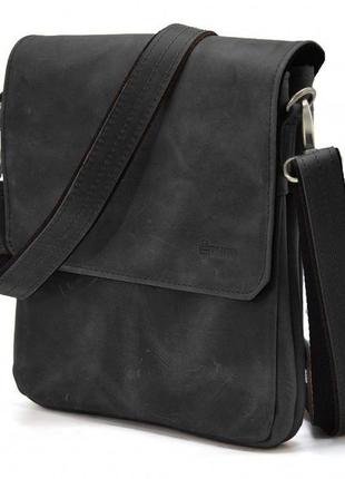 Мужская сумка через плечо ra-0022-4lx tarwa на 2 отделения кожа черная1 фото
