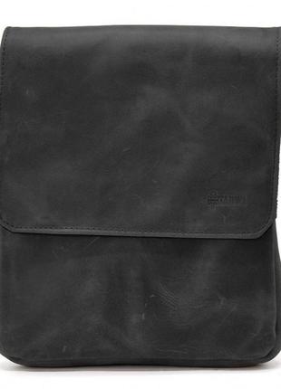 Мужская сумка через плечо ra-0022-4lx tarwa на 2 отделения кожа черная3 фото