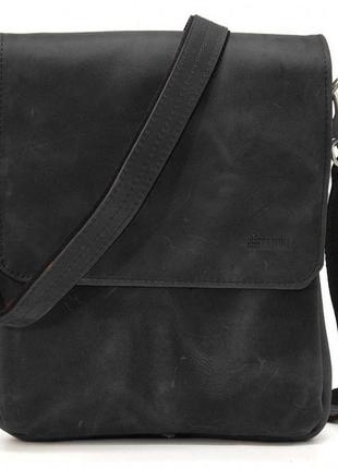 Мужская сумка через плечо ra-0022-4lx tarwa на 2 отделения кожа черная6 фото