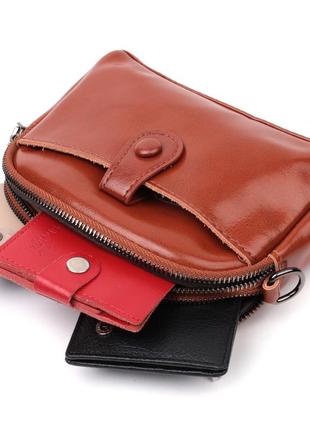 Глянцевая женская сумка на каждый день из натуральной кожи vintage 22419 коричневый6 фото