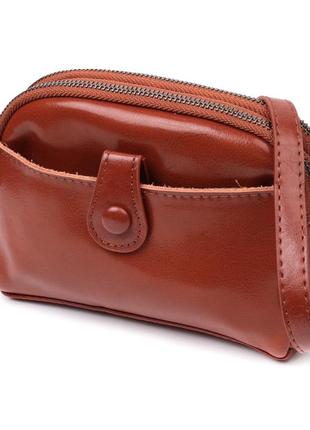 Глянцевая женская сумка на каждый день из натуральной кожи vintage 22419 коричневый1 фото