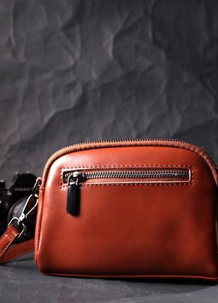 Глянцевая женская сумка на каждый день из натуральной кожи vintage 22419 коричневый8 фото
