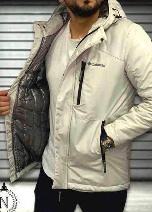 Мужская куртка-термо columbia на зиму-весну в белом цвете качественного материала, стильная и очень удобная куртка на каждый день2 фото