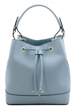 Шкіряна жіноча сумка-відро tuscany minerva tl142145 (світло-блакитний)1 фото