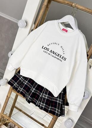 Крутий костюм світшот та спідниця у складку