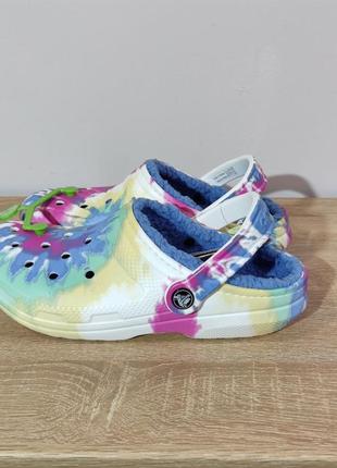 Крокси crocs lined  tie dye clog blue/multi2 фото