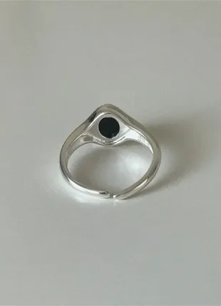Серебряное кольцо с натуральным черным агатом3 фото