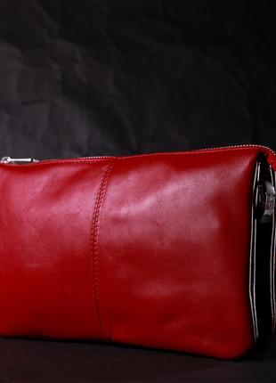 Яркий женский клатч из натуральной кожи grande pelle 11670 красный9 фото