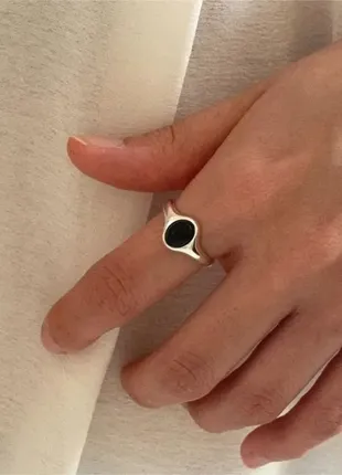 Серебряное кольцо с натуральным черным агатом6 фото