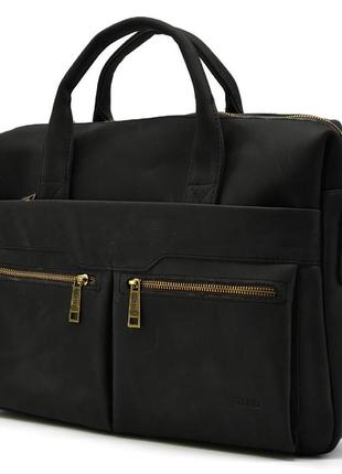 Мужская черная кожаная сумка для ноутбука ra-7122-3md tarwa5 фото