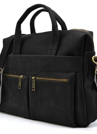 Мужская черная кожаная сумка для ноутбука ra-7122-3md tarwa3 фото