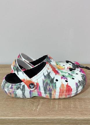 Крокси crocs lined  tie dye clog black/multi4 фото