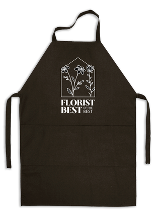 Фартух чорний кухонний з принтом для флориста "florist best of the best флорист лучший из лучших