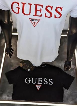 Чоловіча футболка guess чорна / біла7 фото