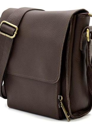 Мужская сумка через плечо кожаная fc-3027-3md от tarwa коричневый флотар1 фото