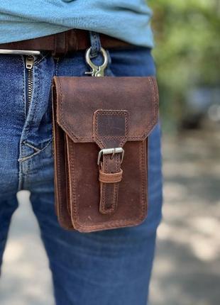 Шкіряна сумка-чохол на пояс, колір світло-коричневий tarwa rb-2090-3md2 фото