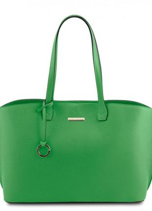 Кожаная сумка шоппер tuscany tl141828 (зеленый)1 фото